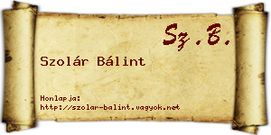 Szolár Bálint névjegykártya